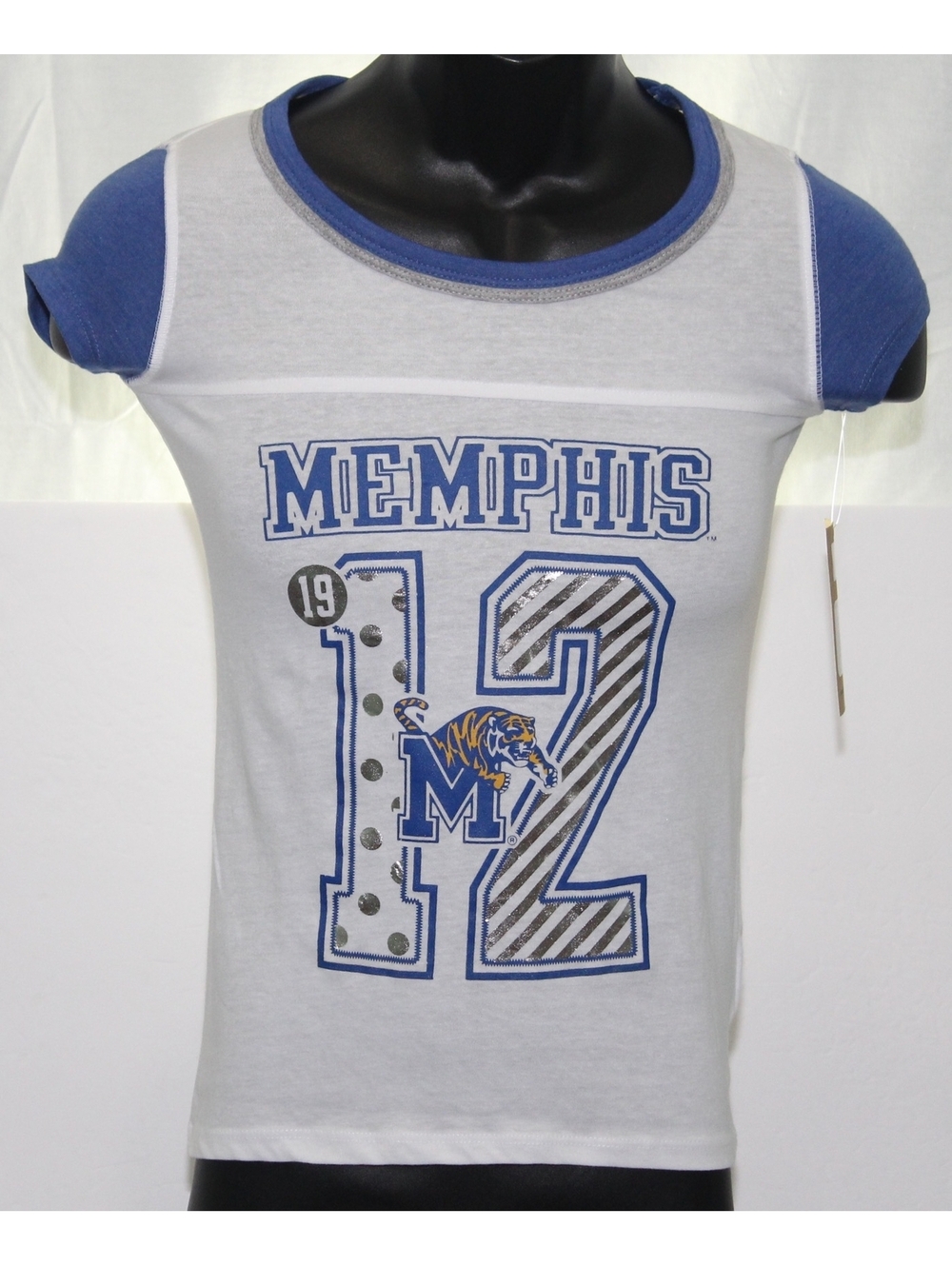 NWT Memphis Tigers 1912 Rivalry Threads T Shirt Youth Girls Medium 7/8 CapSleeve